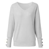 Ženske vrhove bluza modni rukavi čvrste žene T-majice V-izrez ljetni tunik Tee bijeli xl