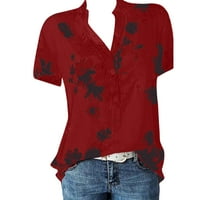 Ženske košulje od bodi, cvjetno tiskovina skretanje rever-kratkih rukava, modne bluze