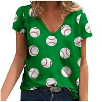 Plus veličine za žene Dressy bejzbol grafički Henley majice V izrez kratkih rukava labavo Ležerne prilike