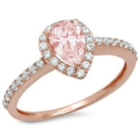1.32ct kruška ružičasta simulirana dijamant 14k ružičasta ruža zlato ugraviranje izjava svadbeni godišnjica