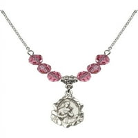 Ogrlica s rodom s ružičastom ružičastog oktobra mjeseca rođenja kamena perle i šarm svetog gerarda