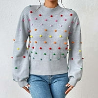 Ženska kugla kugla džemper jesen trendy pletiva dugi rukavi labavi ležerni pleteni pulover bluza