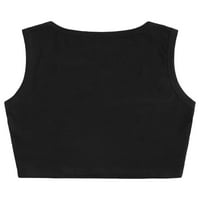 Paille Women T majica bez rukava na vrhu obrezane ljetne gornje odmore za odmor za odmor crna m