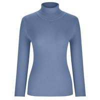 Ženska turtleneck zimski dugi rukav džemper Jumper toplo mekani pleteni ležerni pulover plavi s