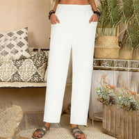 Hesxuno ženske hlače, trendy casual ravno nogu noge novim stilom hlače od pune boje obrezane hlače za