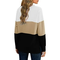 Mafus ženska boja blok dugih rukava sa dugim rukavima, dugim rukavima, pulover vrhove majice Actittheard