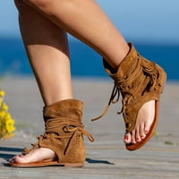 Žene djevojke Retro boemske rešene sandale rimske plaže cipele čizme Sandale za žene Brown 9