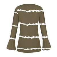 Ženski vrhovi i bluze zarezni vrat dugih rukava s dugim rukavima Striptirani gumb Strill pulover vrhove