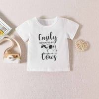 Efsteb Baby Girl Outfits Fashion Cuteds Dječji dječji dječji dječji Djevojke Odjeća za odjeću kratki rukav casual okrugli vrat pamučni vrhovi i pantalone Zvono-dno postavljaju svijetlo plave 6 mjeseci