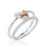 Prekrasan minimalistički 1. Carat Pear Cut Classic Morgatit i dijamantski moissitni zaručnički prsten,