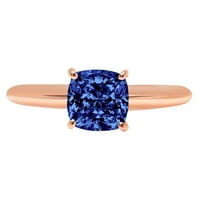 2.0ct jastuk rezan plavi simulirani tanzanite 14k Gold Gold Gold Gold Angažova za angažman veličine