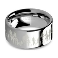 Laserski gravirani refleksni gravirani prsten sa šumskim stablom gravizovan srebrni ring ,, Veličina