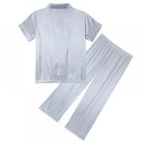 Ljetna dječja djevojka čista boja imitiraju svilene pidžame skraćene bluze s kratkim rukavima dugačke