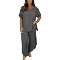 EdVintorg Ženska pidžama postavljena majica kratkih rukava i hlače Spavaća odjeća PJS postavlja meku