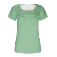 Cacommmark PI vrhovi za žene Ležerne prilike, okrugla vrata s kratkim rukavima labava majica Bluza Green