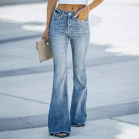 Jean pantalone za žene raširile su visoku modnu modnu umetnutu casual žensku flare od 90-ih, hlače za