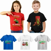 Grinch Božićne kreativne pamučne majice Sretan božićni vrhovi za djevojke dječake kratkih rukava casual