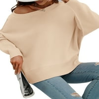 Amiliee Women Elegant pletiva dukseri Čvrsti puloveri s dugim rukavima Tunički Jumper vrhovi