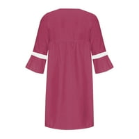 Haljina za žene, modni ženski V-izrez čipkasto patchwork boemian casual ture haljina vruća ružičasta
