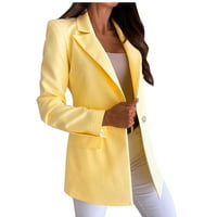 Dolkfu Womens Blazer jakna Ženski s dugim rukavima Jednoj grudi čvrsti okret prema dolje ovratnik jakna kaput gornja odjeća