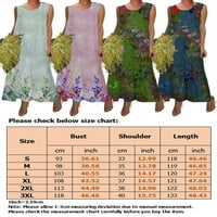 Niuer Dame Swing Maxi haljine bez rukava za žene Boho dugačka haljina CREW izrez Havajski a-linijska