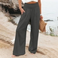Cargo Palazzo Classic Dugi rastezljivi džep joggers pantalone labave čvrste hlače za žene tamno sivo