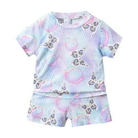 Tosmy Baby Unise Proljeće Ljeto Print Pamuk Kratki rukav Thirt Hots Outfits Odjeća za bebe odjeću