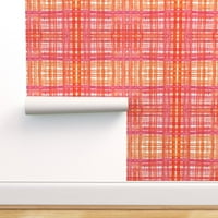 Odvojivi swatch pozadina - narančasti ružičasti tartan tartan po mjeri prije lijepljenim pozadinama