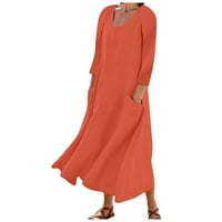 Ženske haljine modni dugi rukav od pamučne posteljine posteljine od pamučne rubene rublje do 65% popusta
