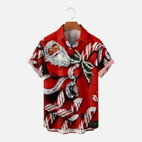 Muška majica Clearence Plus Veličina Božićska tiskana Jednokrevetna džepa Božićna majica Casual Labavi