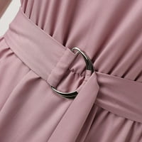 Dyfzdhu haljine za žene Modni elegantni V izrez Čvrsta boja Swing haljina Lady pojas Plus Veličina haljina