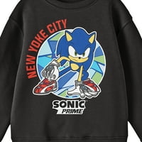 Sonic Prime New YOKE CITY CREW Crt dugih rukava Crna dukserica mladih