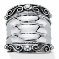 PalmBeach nakit boemski široki cigaristi prsten za pomicanje u obliku stila u antikvitetu srebra