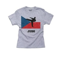 Češka Olympic - Judo - Zastava - Silhouette Boy's Pamučna mladost siva majica