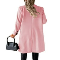 Glookwis Ženske tipke Omotači elegantni kaputi od graška dugačak dugačak labav jakna rukava od kaputa