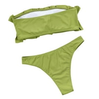 Dimple Francuska Seksi modni ljetni ispisani Split High Squik podstavljeni bikini kupaći kostim zeleni