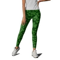 Labakihah Yoga & Nbsp; Hlače Ženska jastučića Sretno Zelene hlače Ispiši tajice Skinke hlače za jogu