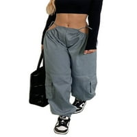 Colisha dame pantalone izleti na dnu omotavaju teretni hlače labavi molbolinski elastični hem pant sivi