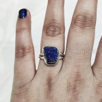 Prirodni Lapis Lazuli prsten, grubi LAZIS LAZULI prsten, afganistanska prstena, boemski prsten, sterling