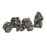 Šuplje lubanje uzorak kockice, prijenosni ukras izvrsne poliedralne kockice Retro metal za Halloween zabavu za muškarce srebrno crno