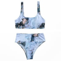 TAWOP kravlje kupaći kostimi za žene žene seksi ispis dva plaža bikini kupaći kostim plave veličine xl