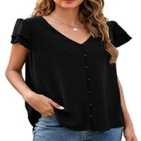 Avamo dame Tee Pom Pom bluza Šutne košulje u boji Elegantna majica Holiday Wiffon Tops crna S