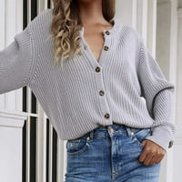 HomenesGenics Cardigan Woman Modni gumb Reverzibilni dugi rukavi Klint Cardigan Loose Tops Bluza džemper
