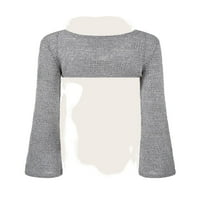 Ležerni obični puloveri za okrugli vrat Dugih rukava svijetlo sive žene džempere