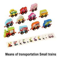 Enkey Drveni automobil sa brojevima sa brojevima Montessori učenje obrazovnih igračaka Rođendan za djecu