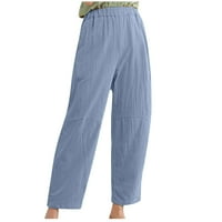 Binmer duge pantalone za žene proljeće i čvrste boje elastične struke pamučne tajice casual pantalone