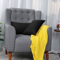 Piccocasa pamučna platna bacanje jastuka navlake na poklopca čvrstog dekora, 12 x20 crna