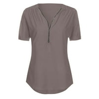 Ljetni poslovni bagerski vrhovi za žene pola rukava s polugorom na vratu TUNIC košulje Solid otisnuti
