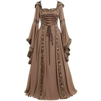 Haljina za žene Vintage Podna dužina plus veličine Hoodie Boja blok patchwork čipke up gotičke haljine