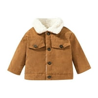 Baby Boys Girls Corduroy Trucker Jakna Kids Toddler Sherpa obloženi gornji gumb za debljenje zgaje kaput